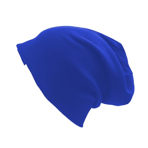 UTTPLL Unisex Baggy Cotton Beanies Lightweight Hip-Hop Soft Slouchy Stretch Beanie Hat Chemo Caps for Men Women - color: Bright Blue