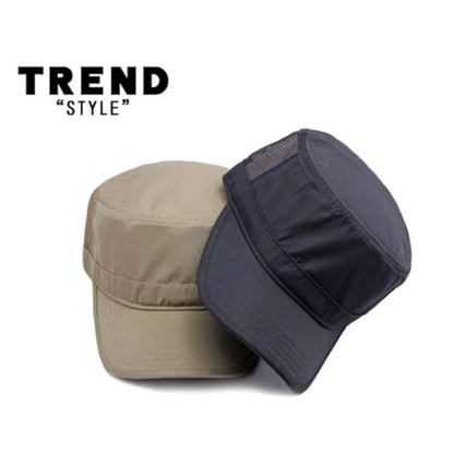FASHIXD Mesh Military Hat for Men Summer Army Cap Quick Qry Short Bill Hat Cadet Cap - color: Dark Blue
