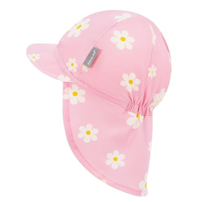 JAN & JUL Baby Sun-Hat with Neck Flap for Swimming - color: Pink Daisy, size: 6-24 Months