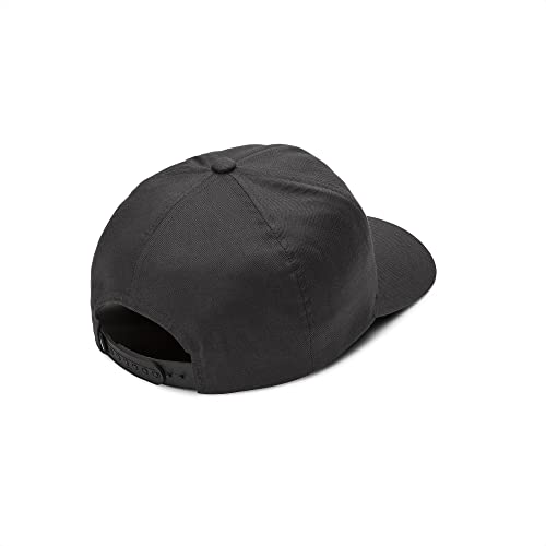 Volcom Men's Snapback Hat– 6-Panel Twill Flat Brim Cap Adjustable Snap Closure - color: Rinsed Black