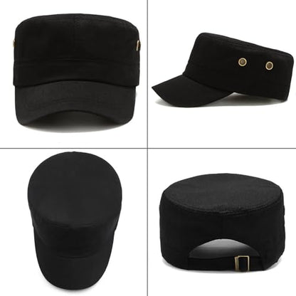Unisex Basic Cadet Army Caps Everyday Military Style Hat - color: Black 1