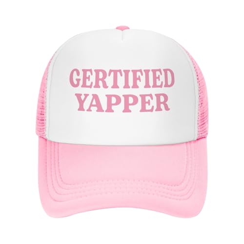 Funny Trucker Hats for Women Country Women's Trucker Hats Breathable Mesh Summer Caps Adjustable Pink Hats - color: Certified Yapper