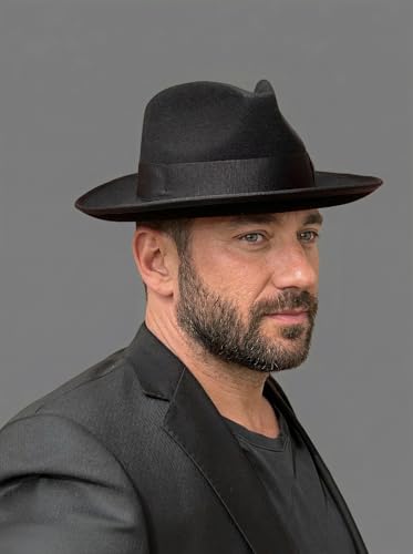 Soft Wool Crushable Mens Fedora Hats for Men Women Black Dress Rolled Wide Brim Hat