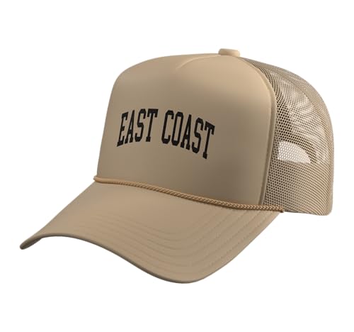 East Coast Vintage Style Trucker Hat with Adjustable Mesh Back - color: Khaki