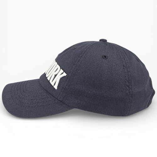 E BY ELIDAN New York Hat, Embroidered Cotton Dad Hat, Adjustable NYC Cap - color: Navy