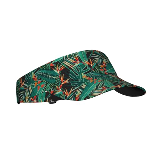 Sports Sun Visor Hats Adjustable Men Women Lightweight Packable Cooling Empty Top Visor Hat for Running, Tennis, Golf - color: Hawaiian Palm Leaves, size: 1-2