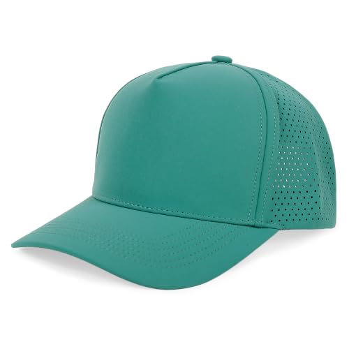 5 Panel Baseball Cap Quick Dry Mesh Snapback Hat for Women Men - color: Lakegreen