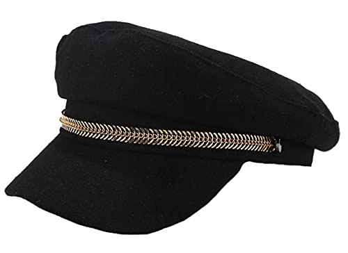 Brcus Men Women Newsboy Cabbie Peaked Beret Cap Baker Boy Yacht Captain Sailor Hat - color: Black1