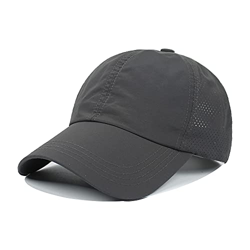 Womens Criss Cross Ponytail Hat Quick Drying Baseball Cap Sun Hats UV Protection Sport Cap - color: Dark Grey