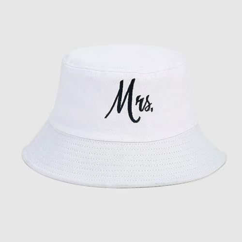 XYIYI 2 Pack Unisex Bucket Hat for Women Men Summer Beach Fishing Hat Sun Hat - color: Mr Mrs Black White