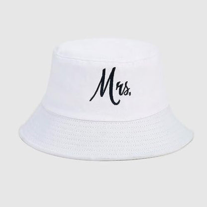 XYIYI 2 Pack Unisex Bucket Hat for Women Men Summer Beach Fishing Hat Sun Hat - color: Mr Mrs Black White