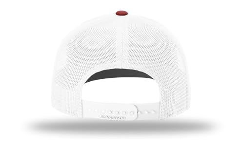 Richardson 112 Trucker Hat - Premium Blank Baseball Cap, Adjustable Snapback Hat - Structured Six Panel Richardson Blank Hats - color: Cardinal/White