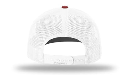 Richardson 112 Trucker Hat - Premium Blank Baseball Cap, Adjustable Snapback Hat - Structured Six Panel Richardson Blank Hats - color: Cardinal/White