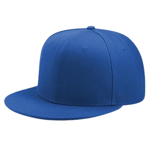 Boolavard Classic Snapback Hat Cap Hip Hop Style Flat Bill Blank Solid Color Adjustable Size - color: Royal Blue