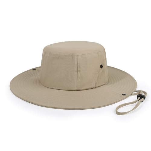Wide Brim Sun Hats Waterproof Packable Bucket Hat UV Protection Summer Fishing Hat for Men and Women Khaki