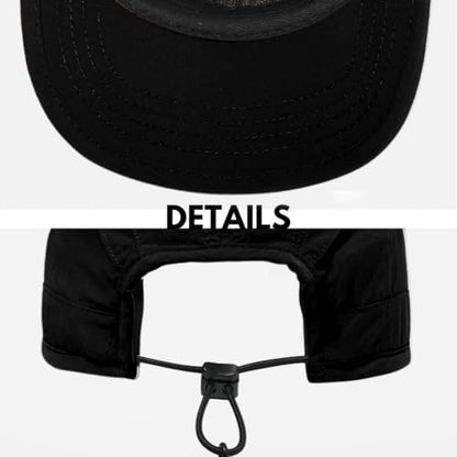 5 Panel Hat, Quick Dry Baseball Cap, Drawstring Elastic Sport Cap for Running, Fishing - color: Black
