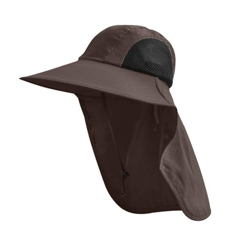Sun Hat for Men Women with Neck Flap,UPF 50+ UV Protection Fishing Hat - color: 1pack-coffee