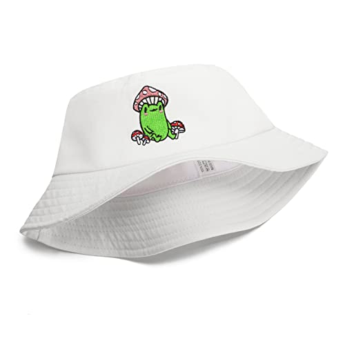 Tie Dye Bucket Hat Reversible Cotton Multicolored Fisherman Cap Packable Sun Hat - color: Frog With Mushroom White