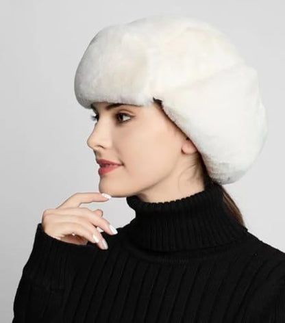 Women's Trapper Hat Faux Fur Winter Hats Fuzzy Russian Hat with Buckle Trooper Warm Ski Cycling Ear Flap Hat 2025 - color: A White
