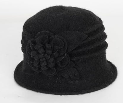 XuoAz Womens Winter Hat 1920s Wool Cloche Hat for Women Ladies Crushable