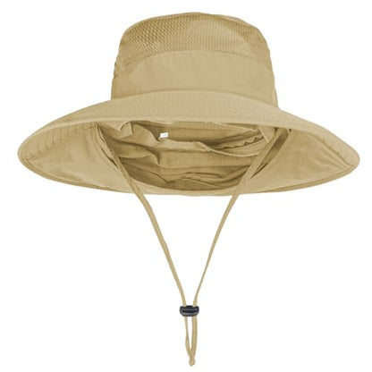 ZOORON Sun Hats for Men Women with Neck Flap Fishing UPF 50+ UV Protection - color: Khaki