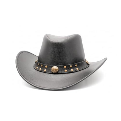 RESISTANCE Premium Australian Style Leather Cowboy Hat | Shapeable Outback Hat for Men and Women - color: Black, size: X-Large