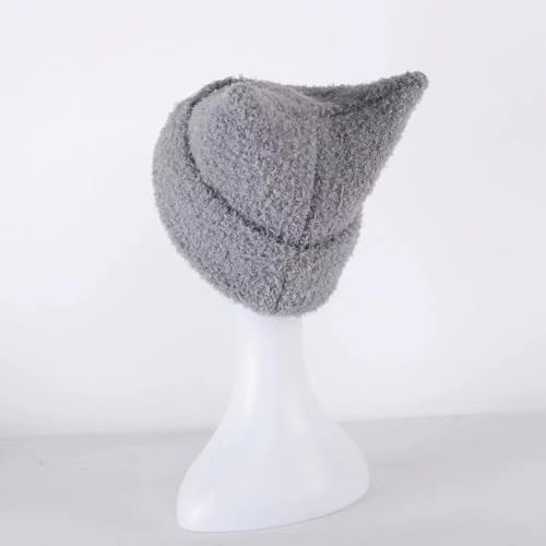 Knitted Beanie Hat Cute Rabbit Long Ears Fun Caps Fluffy Winter Warm Knitted Rabbit Hats Outdoor Slotty Cap - color: Greyr