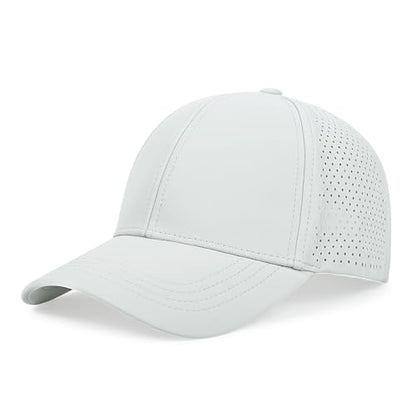 Quick Dry Baseball Cap Curved Brim Snapback Hat Mesh for Men Women - color: Lightgrey