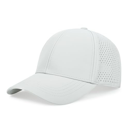 Quick Dry Baseball Cap Curved Brim Snapback Hat Mesh for Men Women - color: Lightgrey