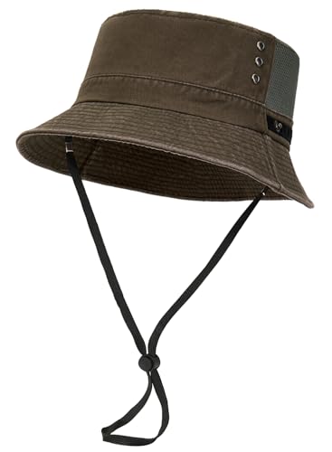 Sun Bucket Hat for Men Women Fishing Beach Safari Trendy Cotton Cowboy Cap for Golf Hiking Hunting Outdoor Boonie - color: Mesh Army Green
