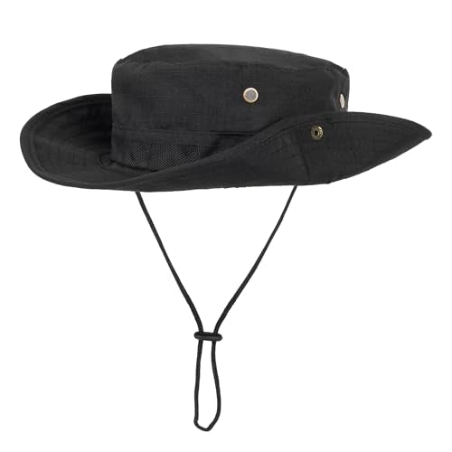 Men-Women-Fishing-Hat Sun-Protection-Safari-Cap Outdoor-Camping Bucket Hat - color: Black