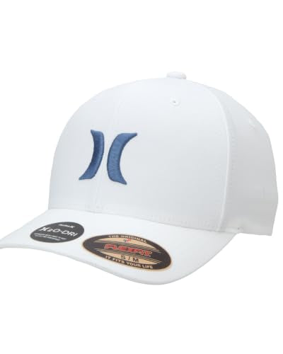 Hurley Men's Caps - One & Only Flexfit Baseball Cap - Fitted Hats for Men (S-XL) - color: Summit White, size: Large-X-Large