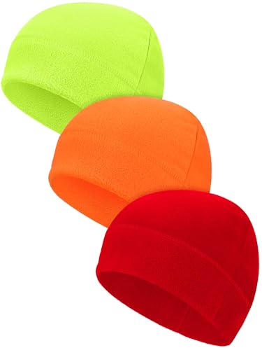Syhood Winter Warm Skull Cap Soft Fleece Beanie Hat Thick Windproof Watch Cap Skiing Outdoor Warm Colored for Men Women - color: Orange, Red, Fluorescence Green, size: Medium
