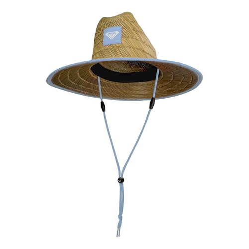 Roxy Girls' Tomboy Woven Straw Hat | Wide Brim | Adjustable | Sun Protection | Beach | Vacation | Natural - color: Skyway