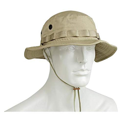 Military Khaki Hot Weather Boonie Hat (Made in USA) - size: 7 3/4