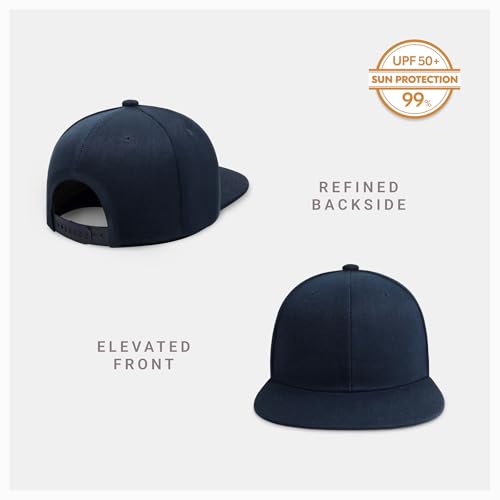 CHOK.LIDS Classic Snapback Flat Bill Hat Blank Adjustable Baseball Cap - color: Navy.