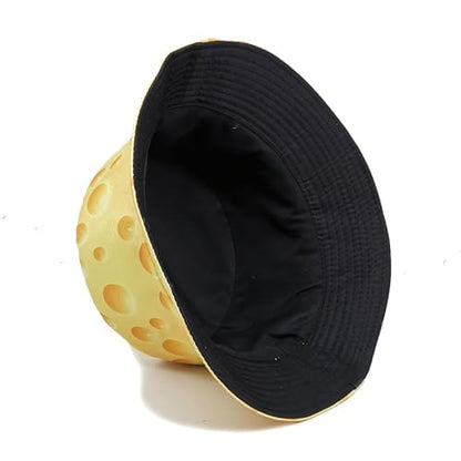 Bucket Hat for Women Men, Cotton Reversible Double Side Wear Sun Hats Beach Fisherman Hat - color: Cheese Yellow