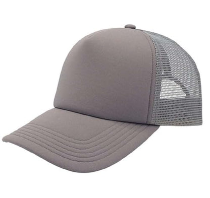 NYFASHION101 Plain Mesh Trucker Hat - Breathable 6-Panel Daily Snapback Cap, Customizable Ideal for DIY Embroidery & Patches - color: Gray