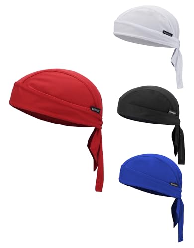 Do Rags Cycling Caps Helmet Liner Doo Rag Motorcycle Bandana Hat Sweat Liner Skull Caps Dew Rags for Men and Women - color: Black,white,red,blue