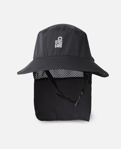 Rip Curl Men's UPF 50+ Quick Dry Surf Hat with Removable Neck Flap - color: Washed Black Search Series, size: Small