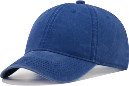 Vintage Washed Cotton Baseball Caps Men Women Adjustable Unstructured Low Profile Dad Hat - color: Royal Blue