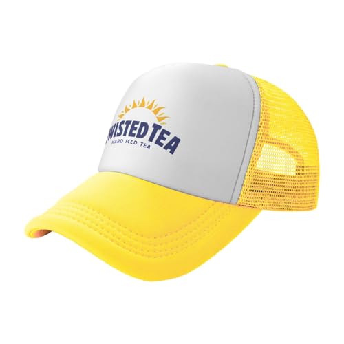Mens Twisted Trucker Hat Mesh Snapback Adjustable Baseball Cap - color: Yellow