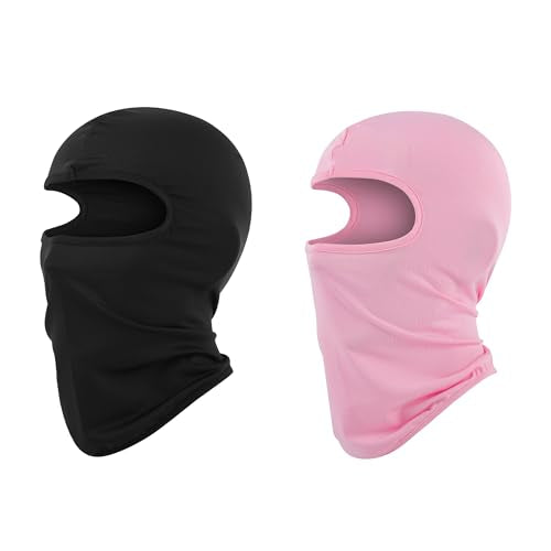 Pukavt 1-3 Pack Kids Balaclava Ski Mask for Boys and Girls - color: Black/Pink-2pk(thin )