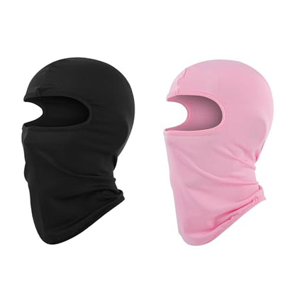 Pukavt 1-3 Pack Kids Balaclava Ski Mask for Boys and Girls - color: Black/Pink-2pk(thin )