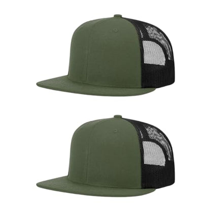 Richardson 511 Wool Blend Flatbill Trucker Snapback Adjustable Cap - color: Loden/Black
