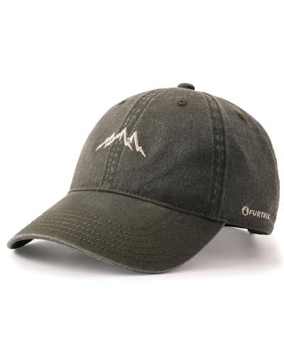 FURTALK Mountain Embroidery Baseball Cap Washed Denim-Style Dad Hat Distressed Unisex Golf Hat - color: Green