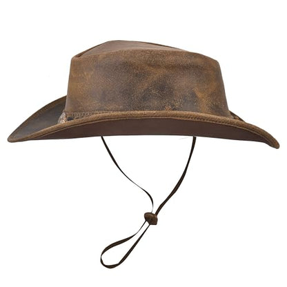 Leather Cowboy hat for Men & Women Durable Handcrafted Lightweight Shapeable Western Hats for Men - size: Medium