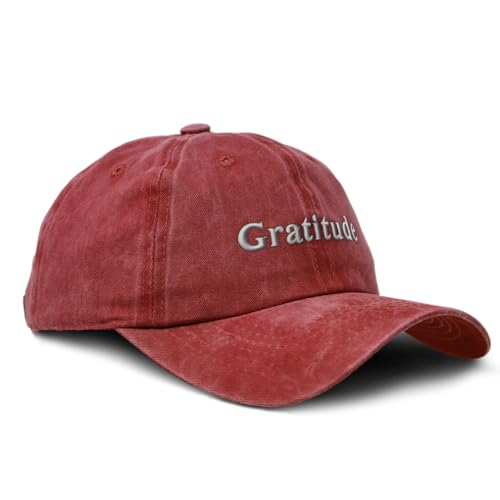 Speedy Pros Soft Washed Baseball Cap Gratitude Cotton Dad Hats for Men & Women - color: Red