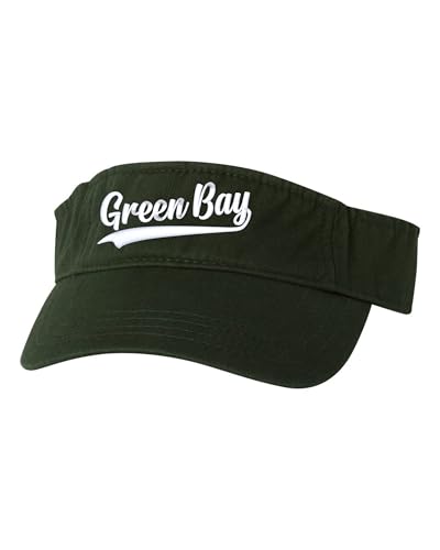 Go All Out City of Green Bay Wisconsin Fashion Script Bucket Ponytail Visor Embroidered Cap Dad Hat - color: Forest