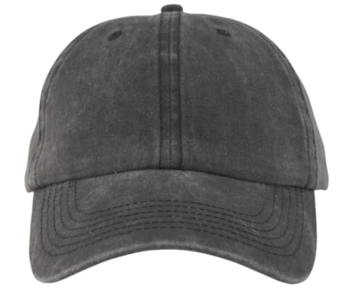 TSSGBL Vintage Cotton Washed Baseball Cap S to XXL Unstructured Low Profile Adjustable Distressed Dad Hat for Men Women - color: Blackkk, size: Medium-Large
